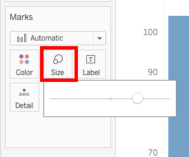 Marks tab with Size highlighted. 