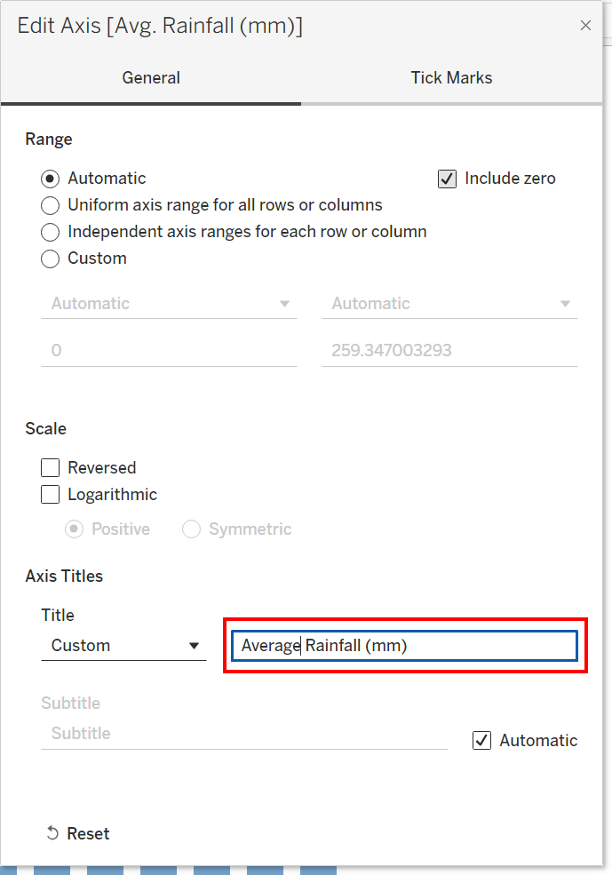 Image of the edit axis options pop-up window and the lack of an "ok" box to click