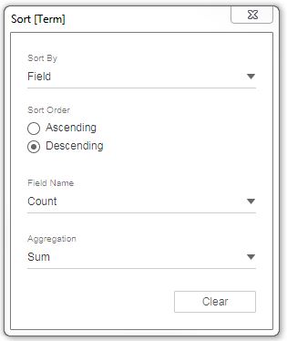 Image of the Sort pop-up window with "Descending" selected