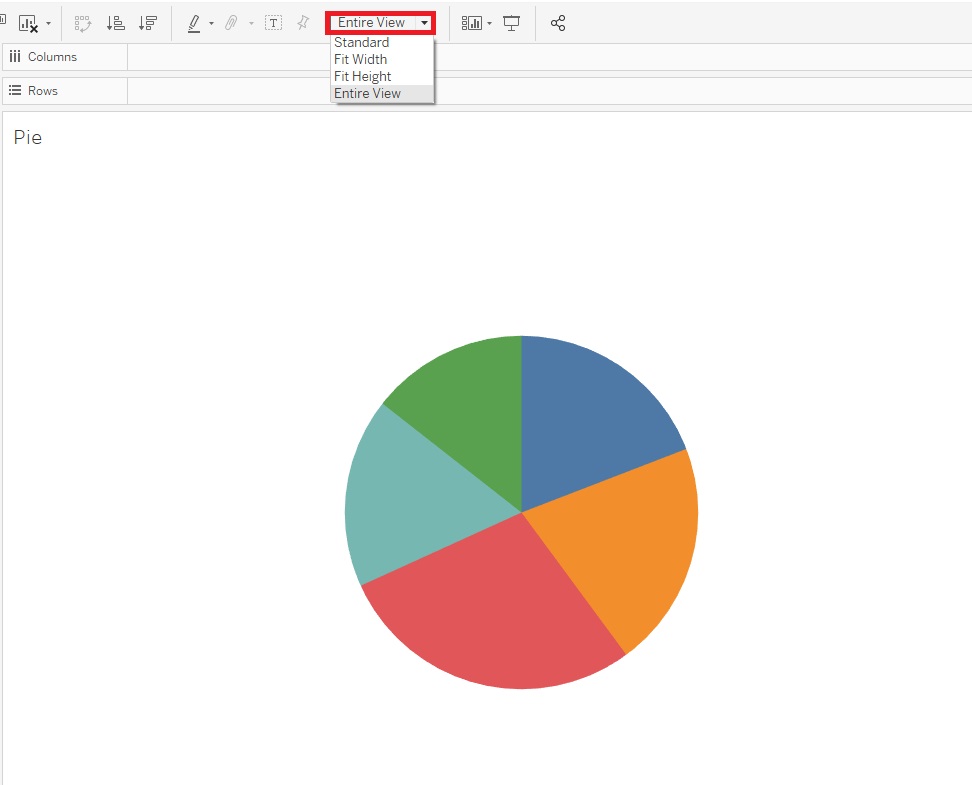 Entire View from the ribbon drop-down is outlined with a red box