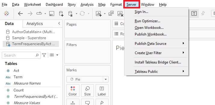 Server at the top is outlined with a red box