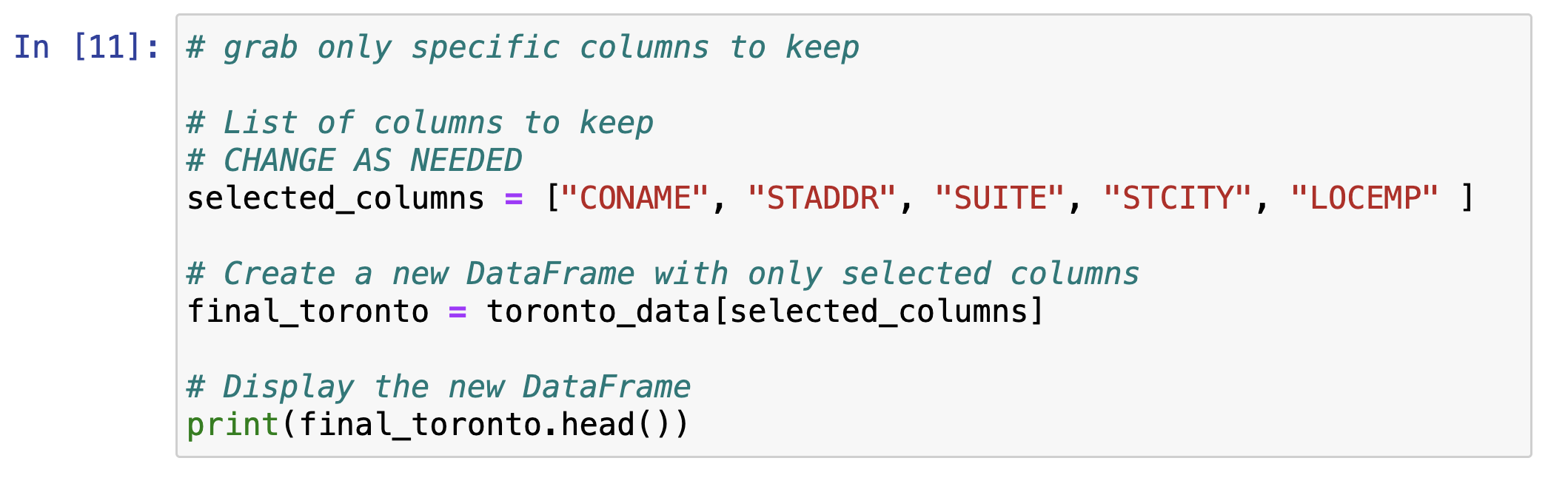 example code cell in Jupyter 