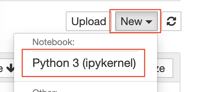 screenshot of opening a new notebook in Jupyter