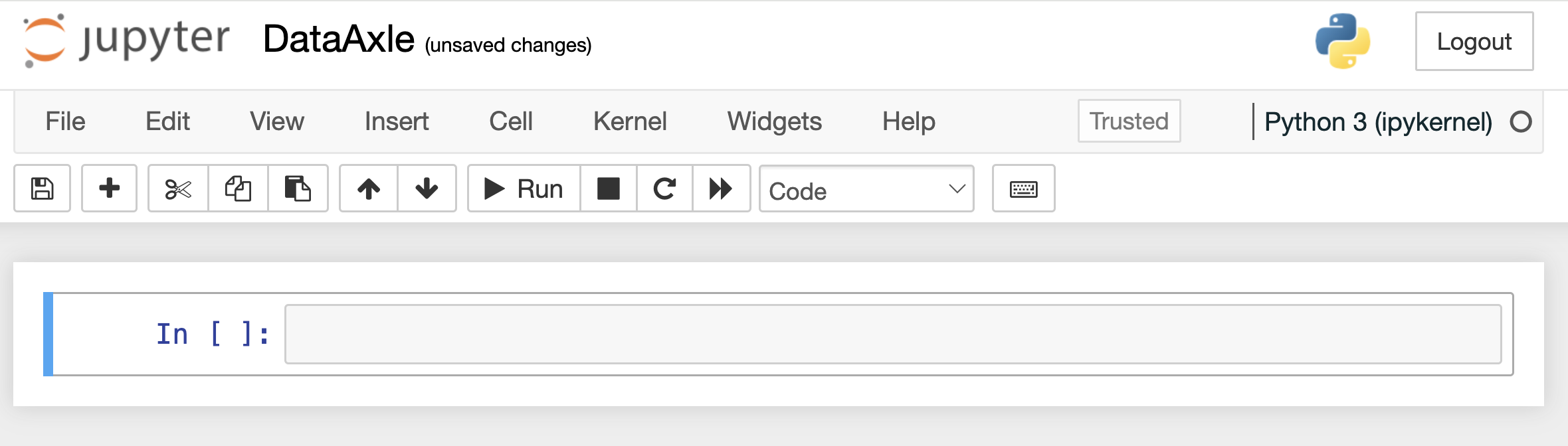 screenshot of a blank notebook in Jupyter